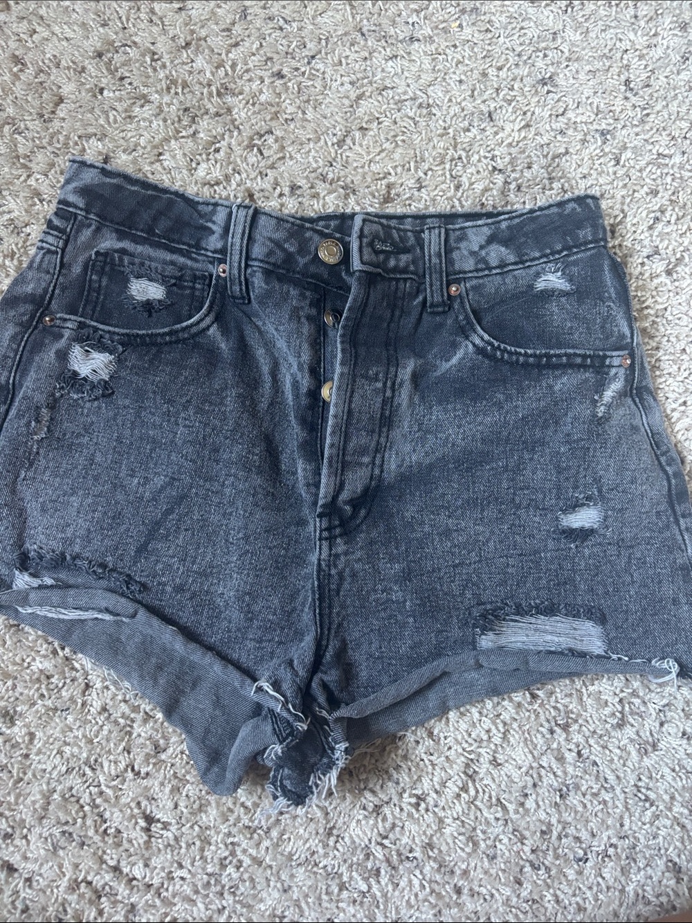 wild fable Distressed Charcoal Gray High-Rise Denim Shorts